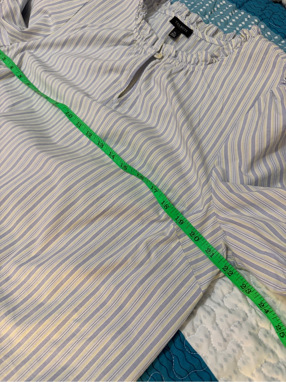 Talbots Blue and White Striped Top - Picture 8 of 11